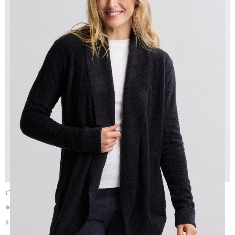 Women's Black Open Front Sweater